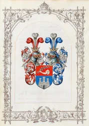 Escudo de armas del diploma de caballero para Dr. Alois Ritter von Visini